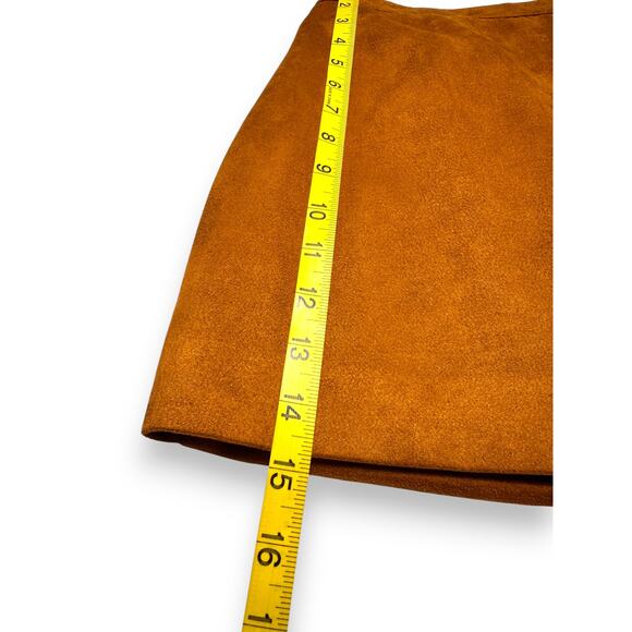Forever 21 Bright Tan Faux Suede Mini Skirt with Belt Size Small - Picture 8 of 11